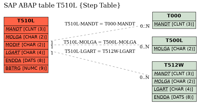 E-R Diagram for table T510L (Step Table)