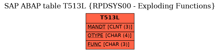 E-R Diagram for table T513L (RPDSYS00 - Exploding Functions)