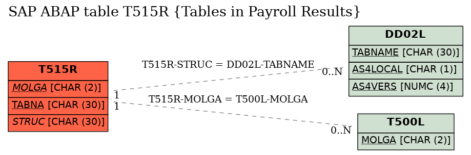 E-R Diagram for table T515R (Tables in Payroll Results)