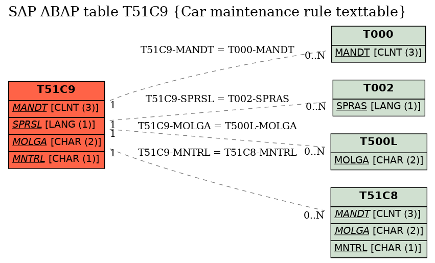 E-R Diagram for table T51C9 (Car maintenance rule texttable)