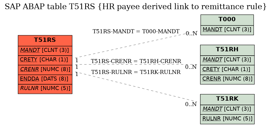 E-R Diagram for table T51RS (HR payee derived link to remittance rule)