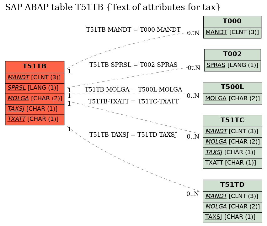 E-R Diagram for table T51TB (Text of attributes for tax)