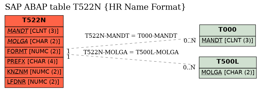 E-R Diagram for table T522N (HR Name Format)