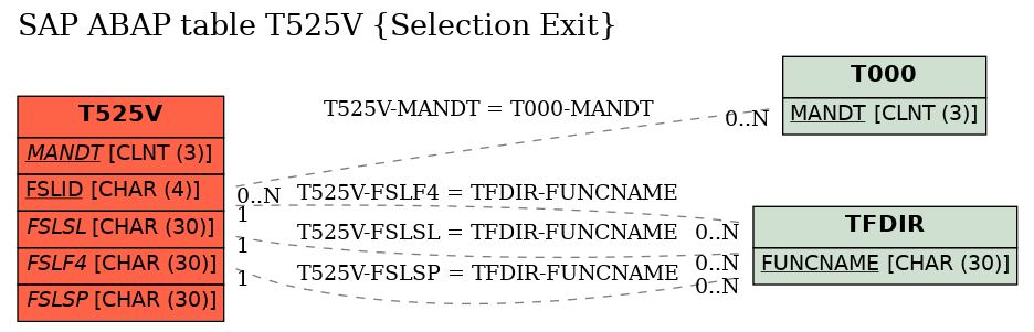 E-R Diagram for table T525V (Selection Exit)