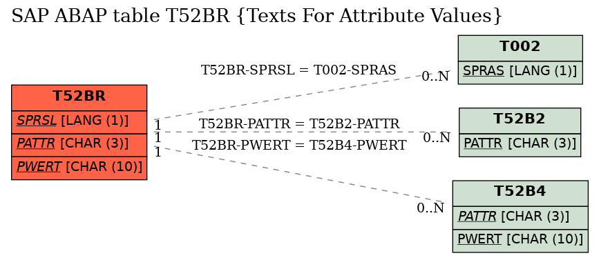 E-R Diagram for table T52BR (Texts For Attribute Values)