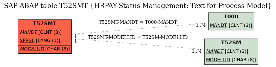 E-R Diagram for table T52SMT (HRPAY-Status Management: Text for Process Model)