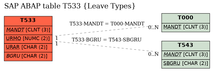 E-R Diagram for table T533 (Leave Types)