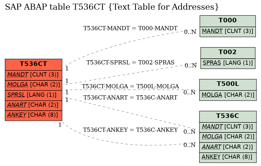 E-R Diagram for table T536CT (Text Table for Addresses)