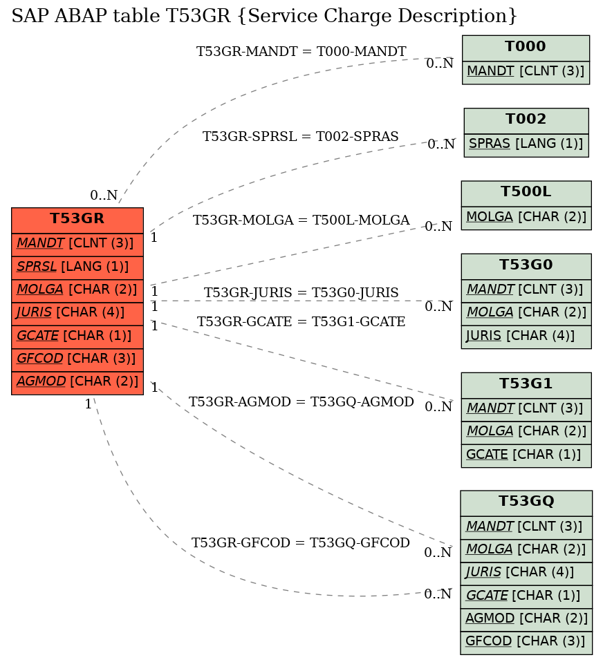 E-R Diagram for table T53GR (Service Charge Description)