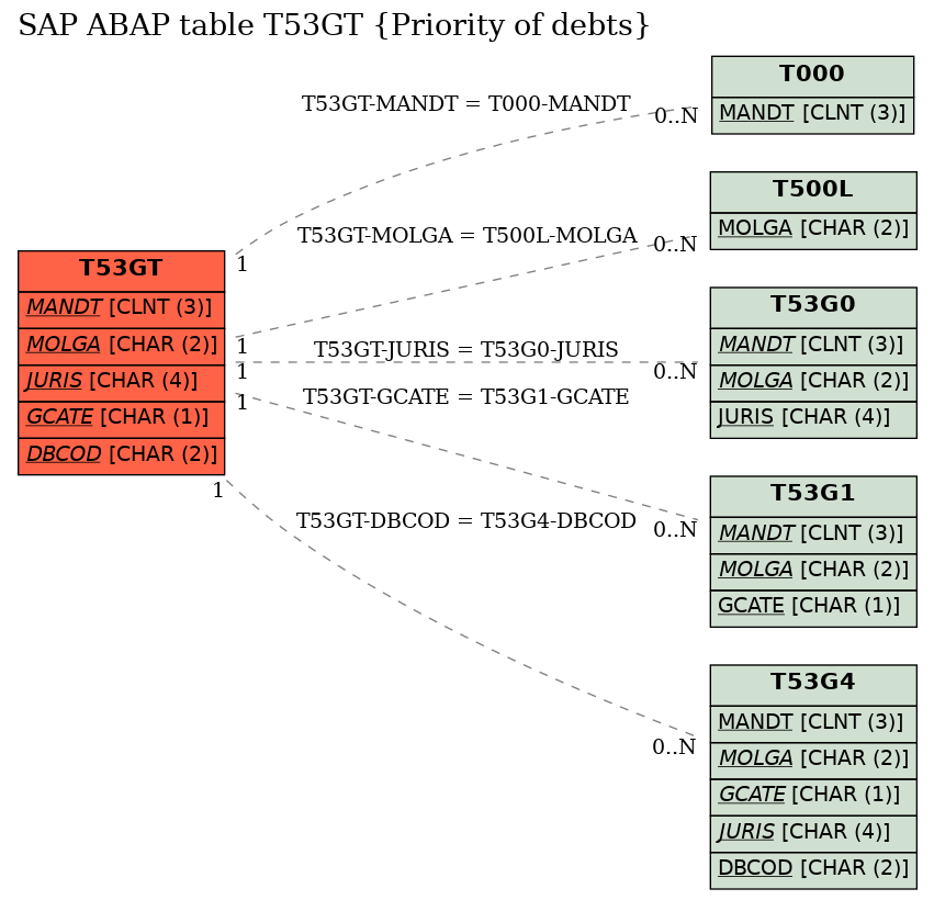 E-R Diagram for table T53GT (Priority of debts)