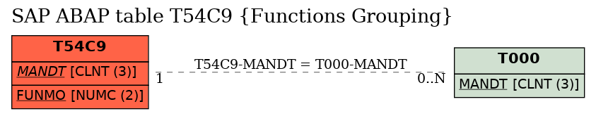 E-R Diagram for table T54C9 (Functions Grouping)