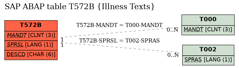 E-R Diagram for table T572B (Illness Texts)