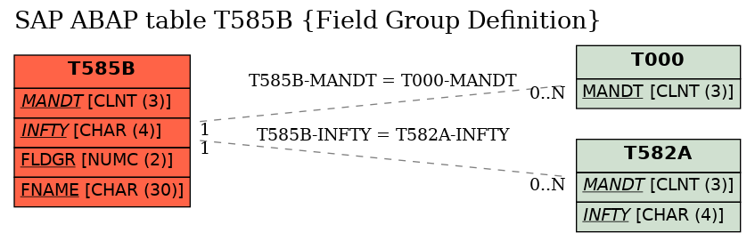 E-R Diagram for table T585B (Field Group Definition)