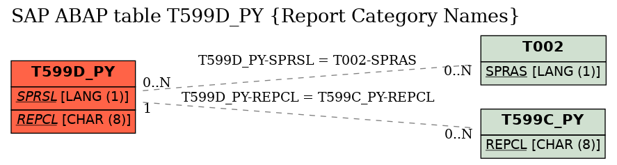 E-R Diagram for table T599D_PY (Report Category Names)