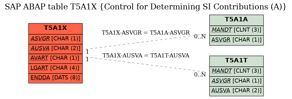 E-R Diagram for table T5A1X (Control for Determining SI Contributions (A))