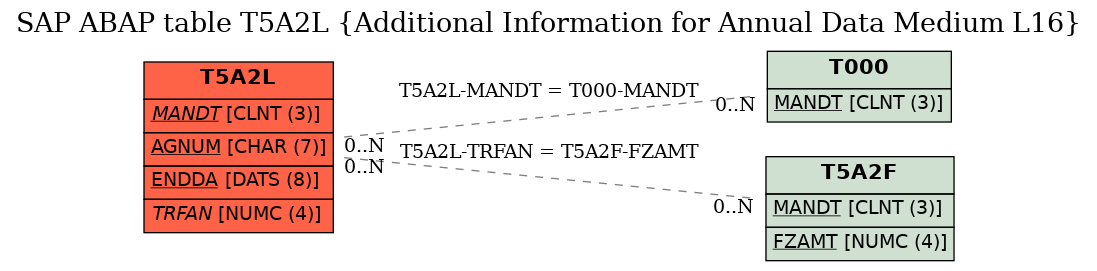 E-R Diagram for table T5A2L (Additional Information for Annual Data Medium L16)