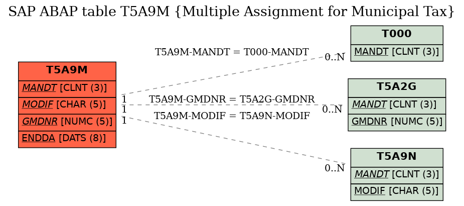 E-R Diagram for table T5A9M (Multiple Assignment for Municipal Tax)