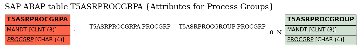 E-R Diagram for table T5ASRPROCGRPA (Attributes for Process Groups)