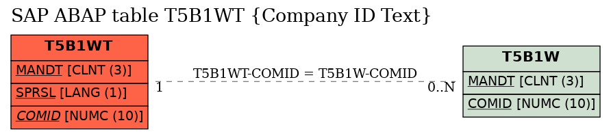 E-R Diagram for table T5B1WT (Company ID Text)