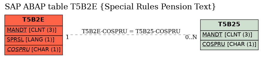 E-R Diagram for table T5B2E (Special Rules Pension Text)