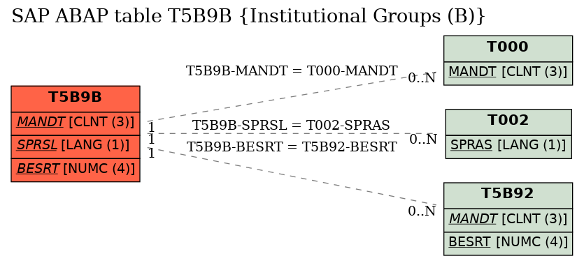 E-R Diagram for table T5B9B (Institutional Groups (B))