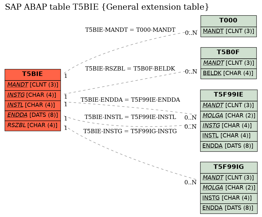 E-R Diagram for table T5BIE (General extension table)