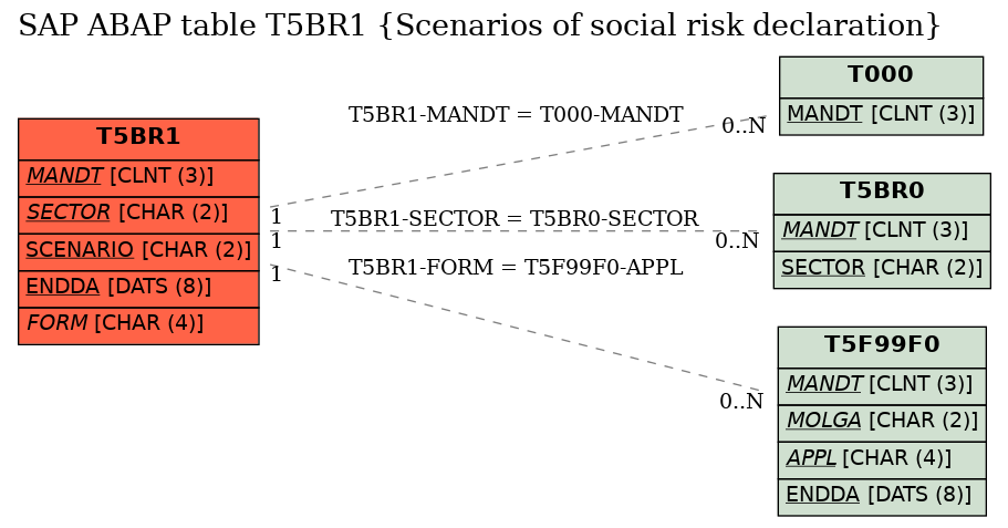 E-R Diagram for table T5BR1 (Scenarios of social risk declaration)