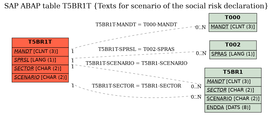 E-R Diagram for table T5BR1T (Texts for scenario of the social risk declaration)