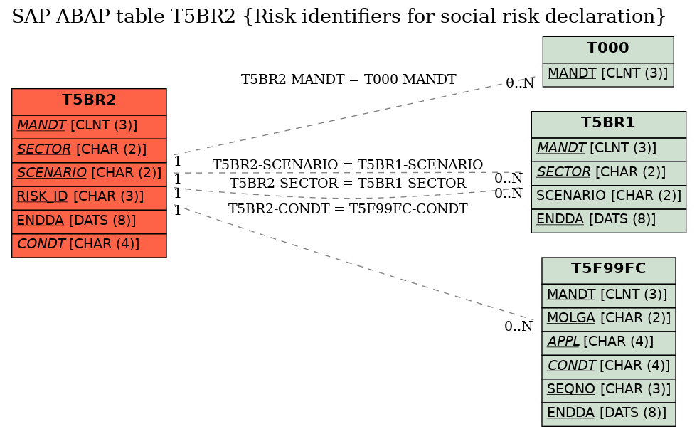 E-R Diagram for table T5BR2 (Risk identifiers for social risk declaration)