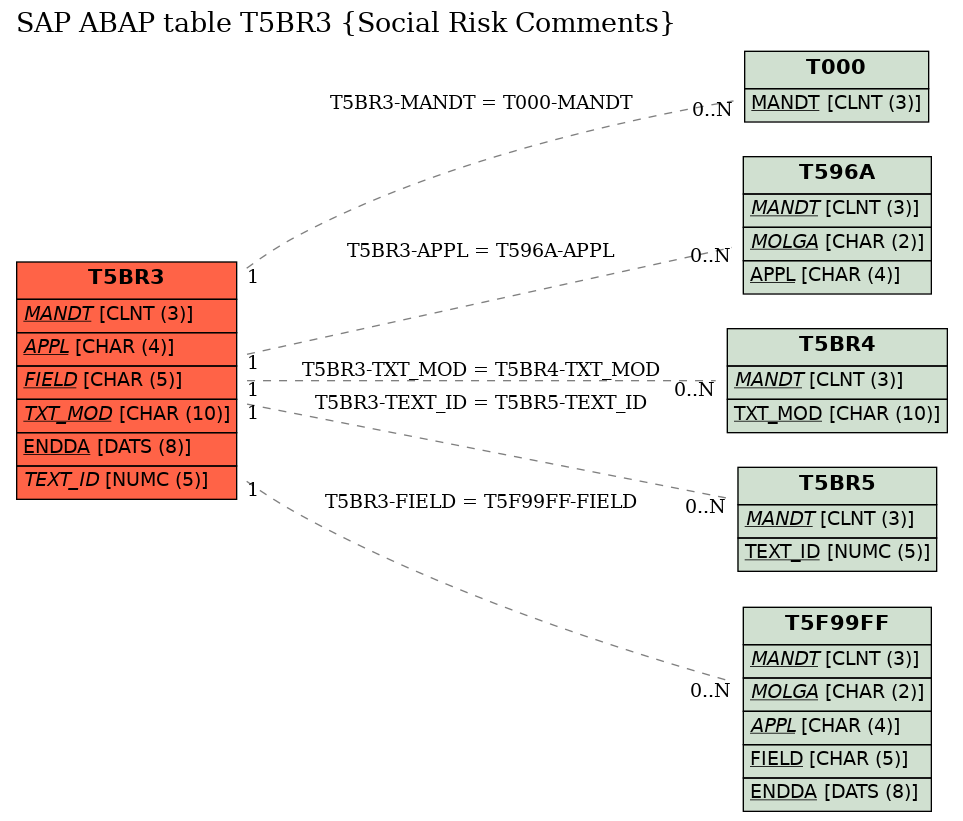 E-R Diagram for table T5BR3 (Social Risk Comments)