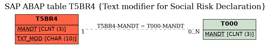 E-R Diagram for table T5BR4 (Text modifier for Social Risk Declaration)