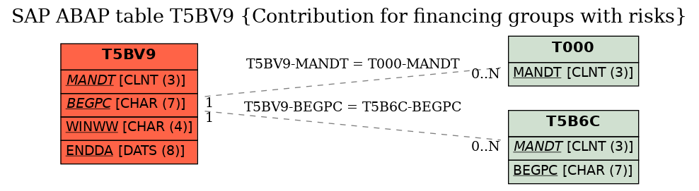 E-R Diagram for table T5BV9 (Contribution for financing groups with risks)