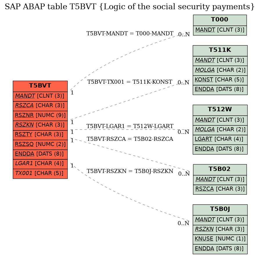 E-R Diagram for table T5BVT (Logic of the social security payments)