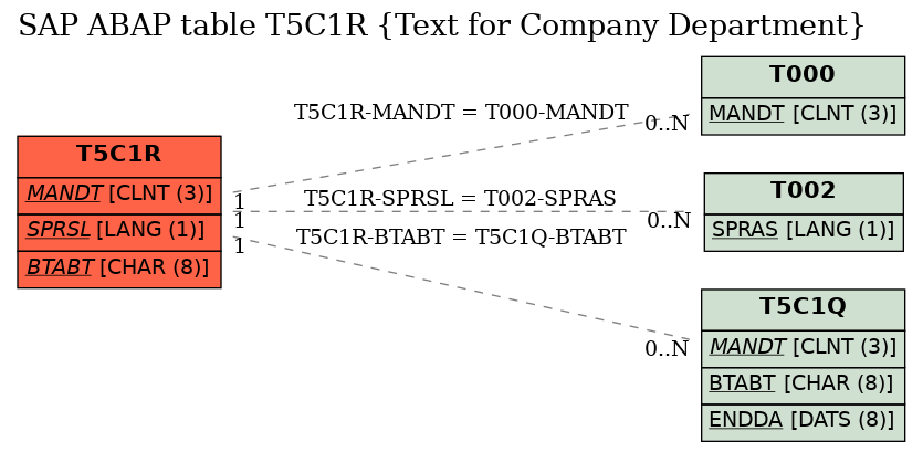 E-R Diagram for table T5C1R (Text for Company Department)