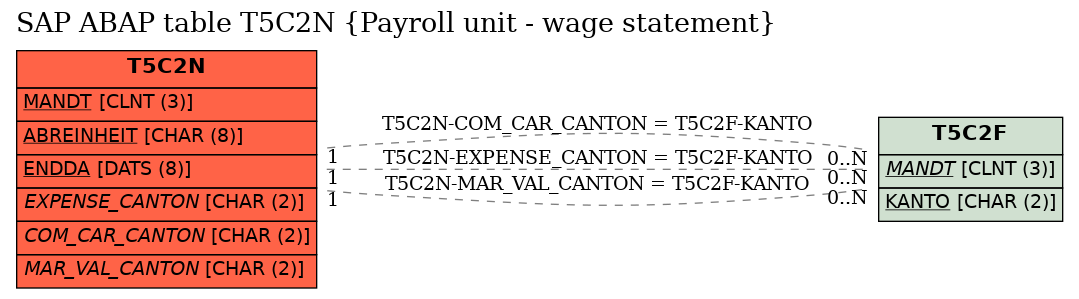 E-R Diagram for table T5C2N (Payroll unit - wage statement)