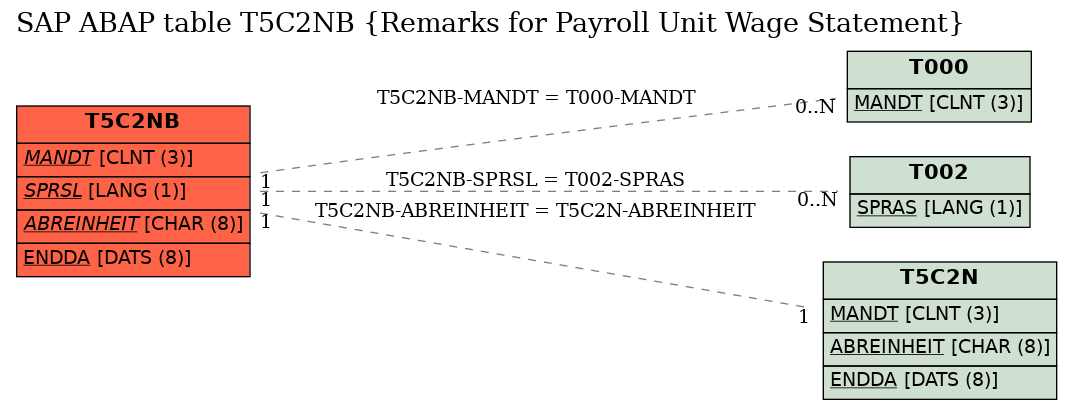 E-R Diagram for table T5C2NB (Remarks for Payroll Unit Wage Statement)