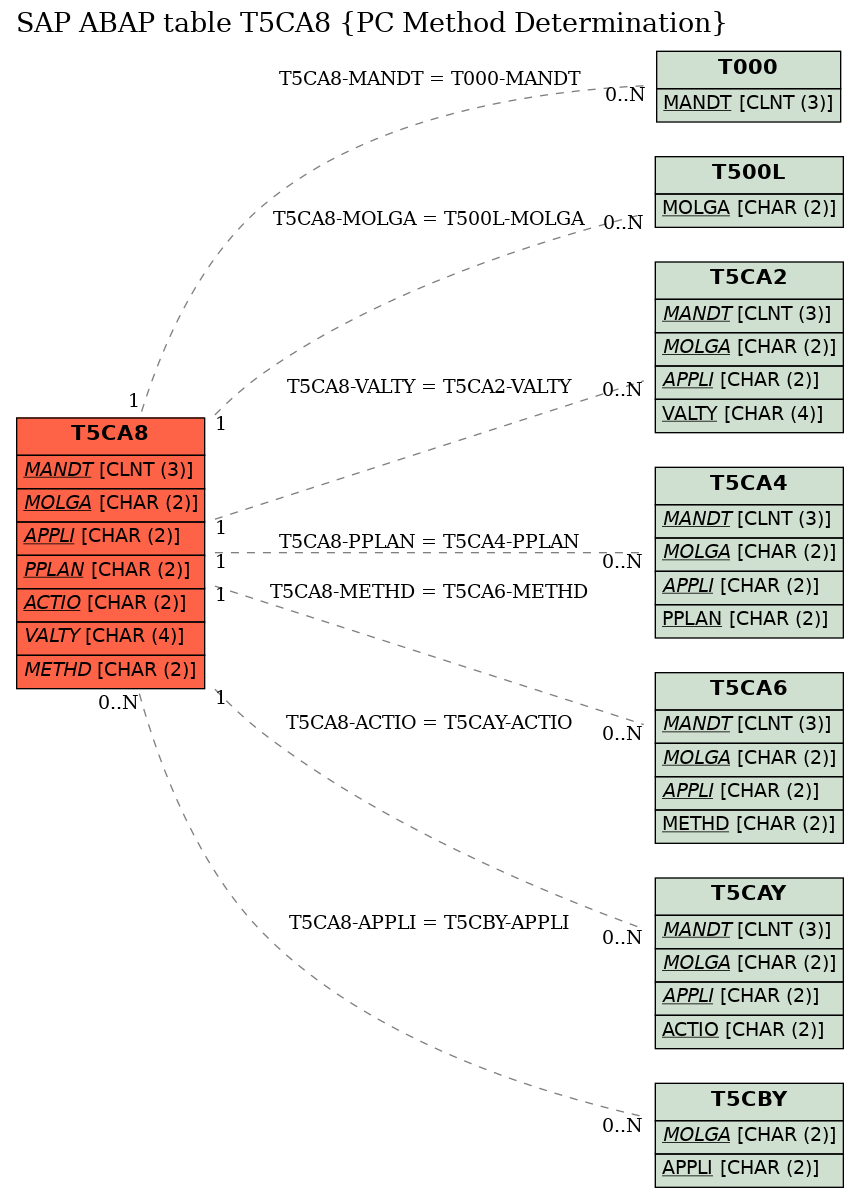 E-R Diagram for table T5CA8 (PC Method Determination)