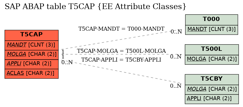 E-R Diagram for table T5CAP (EE Attribute Classes)