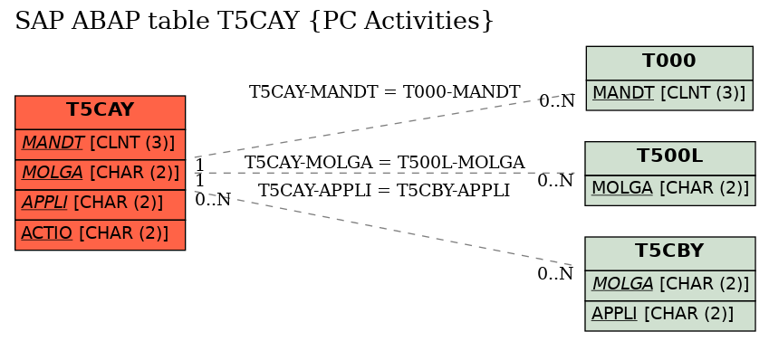 E-R Diagram for table T5CAY (PC Activities)