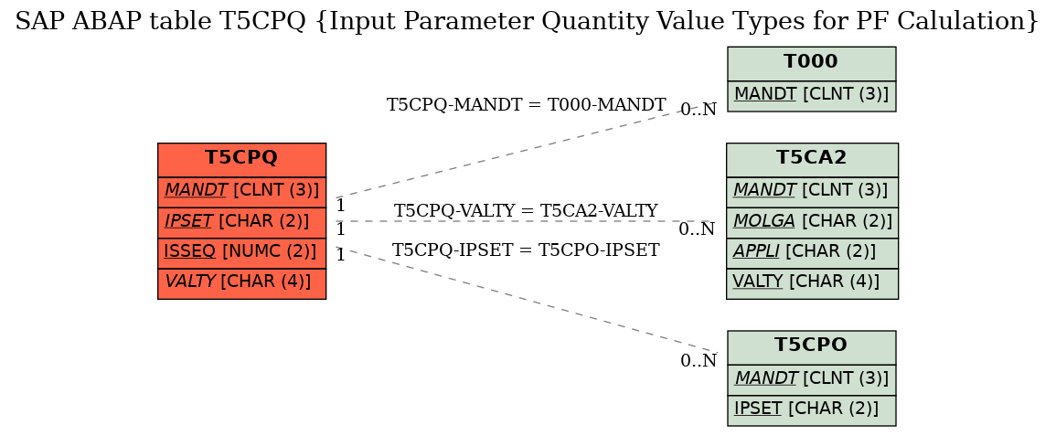 E-R Diagram for table T5CPQ (Input Parameter Quantity Value Types for PF Calulation)