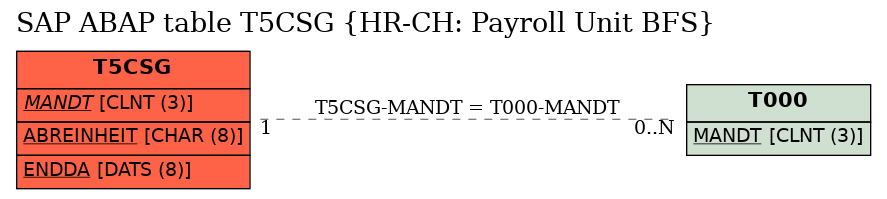 E-R Diagram for table T5CSG (HR-CH: Payroll Unit BFS)