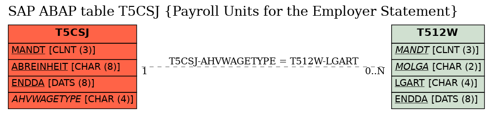 E-R Diagram for table T5CSJ (Payroll Units for the Employer Statement)