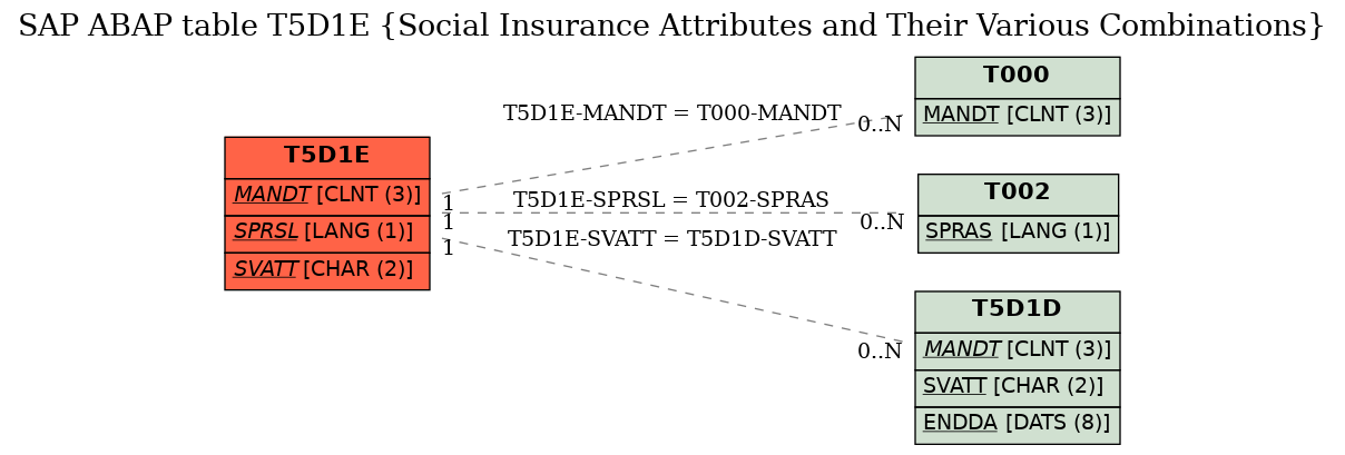 E-R Diagram for table T5D1E (Social Insurance Attributes and Their Various Combinations)