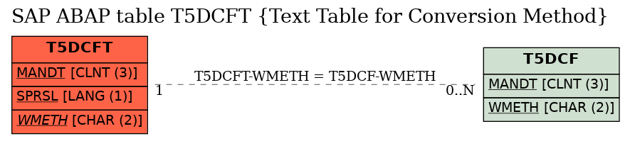 E-R Diagram for table T5DCFT (Text Table for Conversion Method)