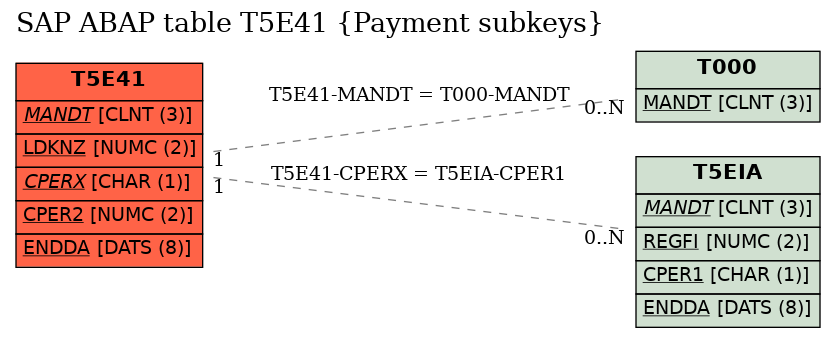 E-R Diagram for table T5E41 (Payment subkeys)