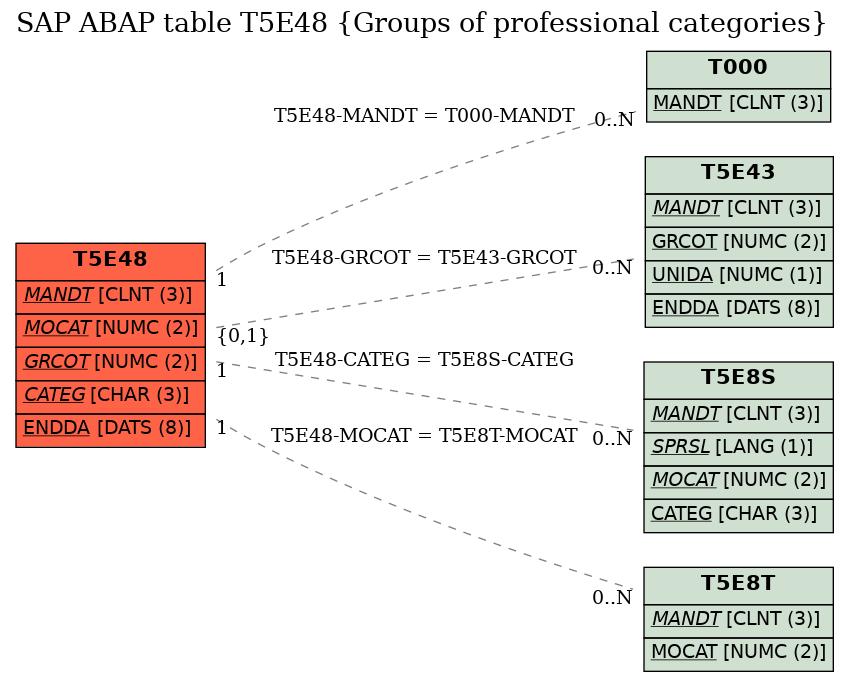 E-R Diagram for table T5E48 (Groups of professional categories)