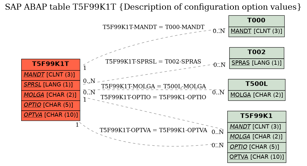 E-R Diagram for table T5F99K1T (Description of configuration option values)