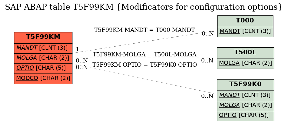 E-R Diagram for table T5F99KM (Modificators for configuration options)