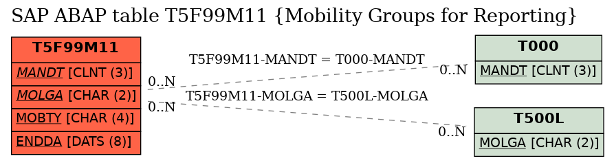 E-R Diagram for table T5F99M11 (Mobility Groups for Reporting)