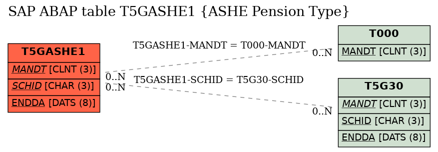 E-R Diagram for table T5GASHE1 (ASHE Pension Type)